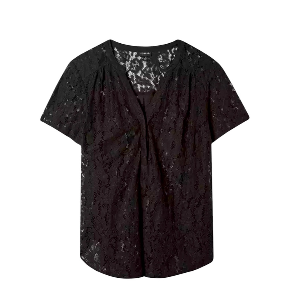 Torrid NWOT Harper Black Lace Blouse Popover Witchy Goth Practical Magic Sz 5